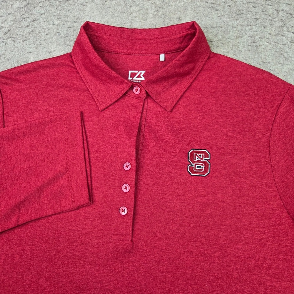 Cutter & Buck NC State Wolfpack Polo Shirt Womens XL Red Long Sleeve NCAA